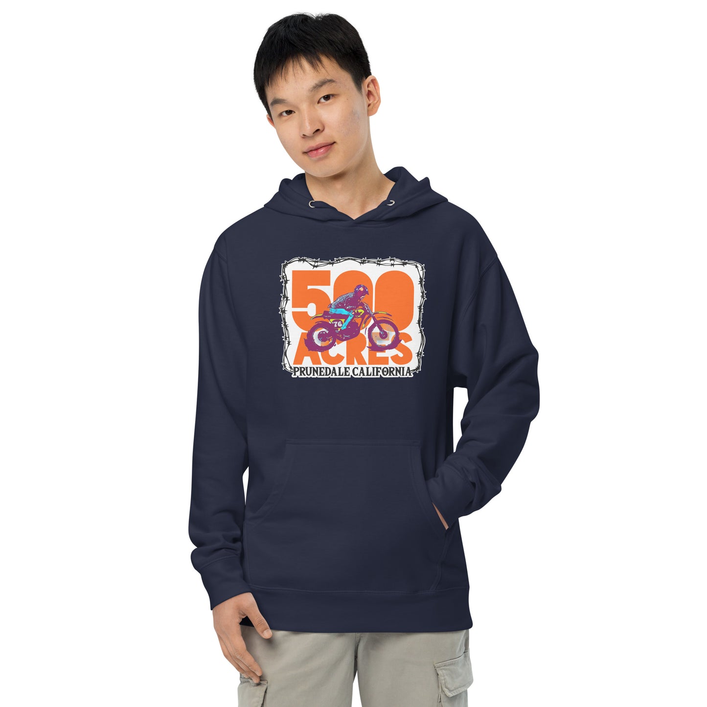 500 ACRES PRUNEDALE CALIFORNIA MENS HOODIE FRONT